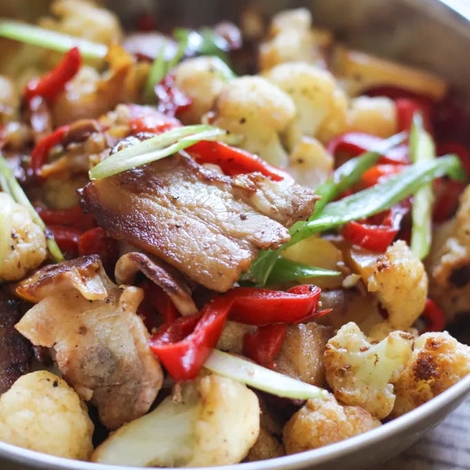 Fried Pork Belly With Cauliflower