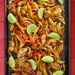 Sheet Pan Chicken Fajitas with Avocado Crema