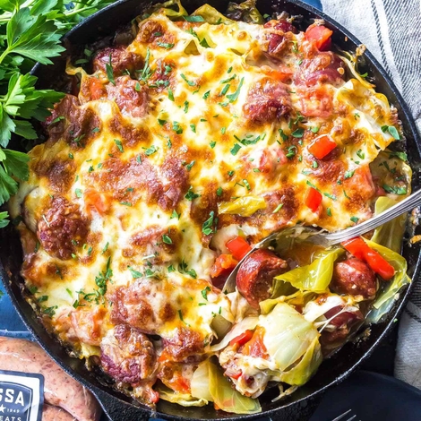 Cheesy Cabbage Sausage Skillet